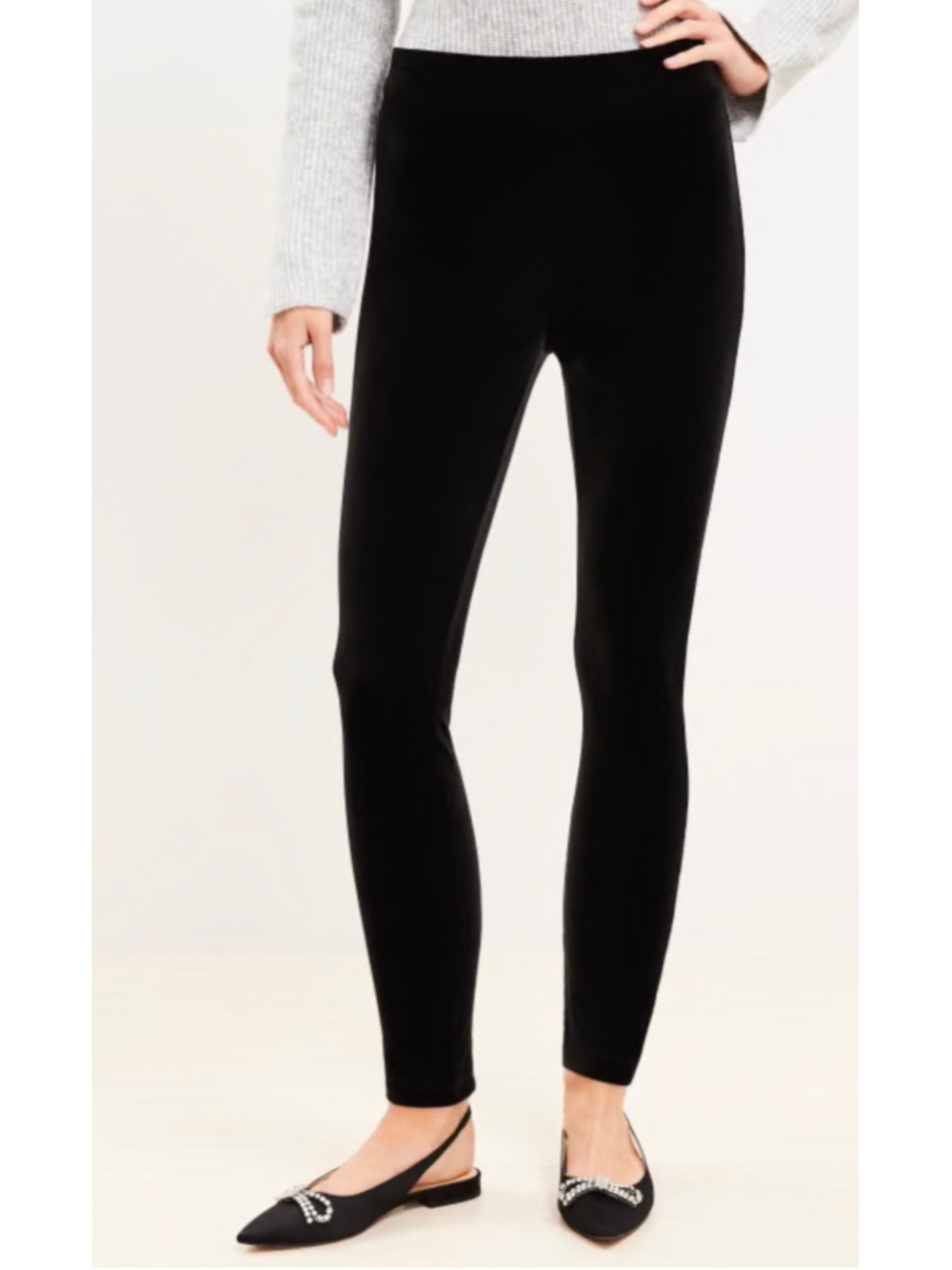 LOFT Black Velvet Skinny Pants Size L